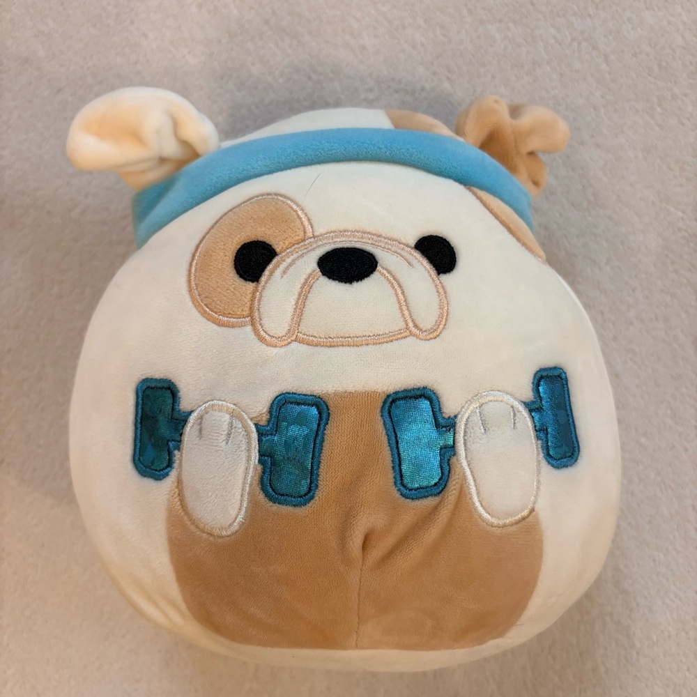 Squishmallows Cream and Aqua Brock The Bulldog Tag Plush Toy